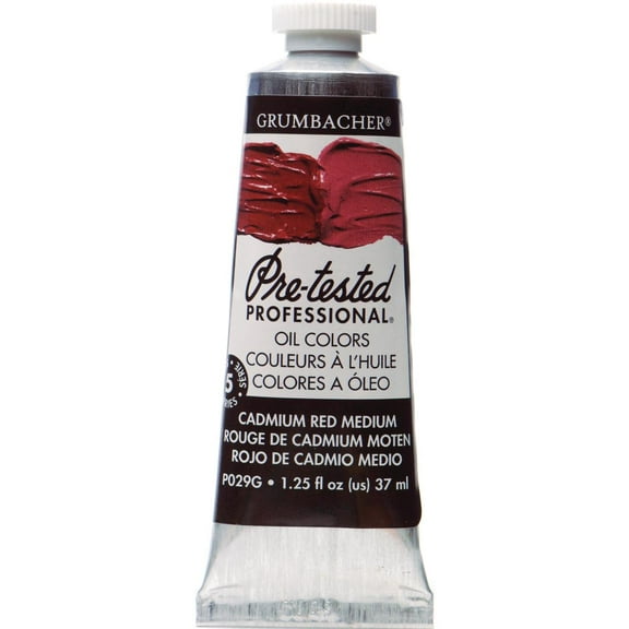 Grumbacher Pre-Tested Oil Color, 37ml Tube, Cadmium Red Medium