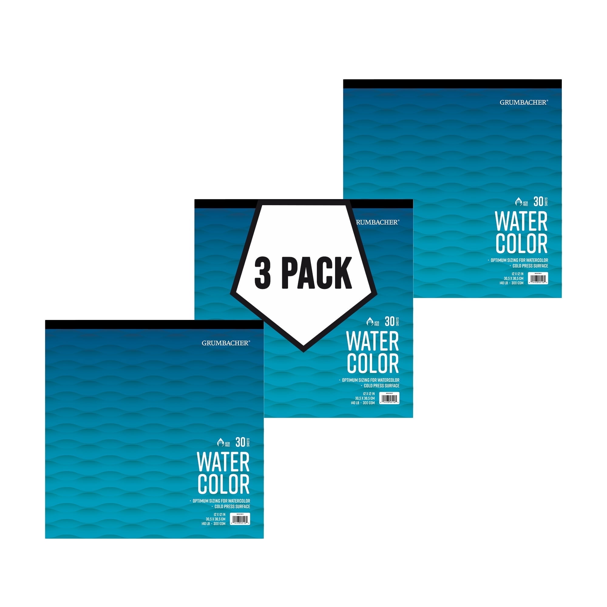 Grumbacher Watercolor 12" x 12" Tape Bound Pad 140 lb. / 300GSM Cold Press 30 Sheets