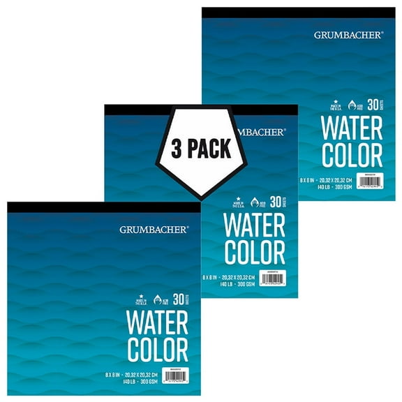 Grumbacher Watercolor 8" x 8" Fold Over Pad 140 lb. / 300 GSM Cold Press 30 Sheets