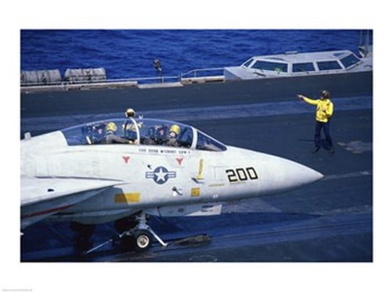Grumman F-14 Tomcat Flight Deck USS Eisenhower Canvas Art - (24 x 18)