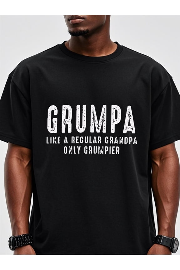 Grumpa Men's Funny Grumpy Grandpa Face Print T-Shirt - Soft Breathable 100% Cotton Moisture-Wicking Crew Neck Tee Suitable for Casual Daily Wear & Running - Funny Gift Idea for Dad,