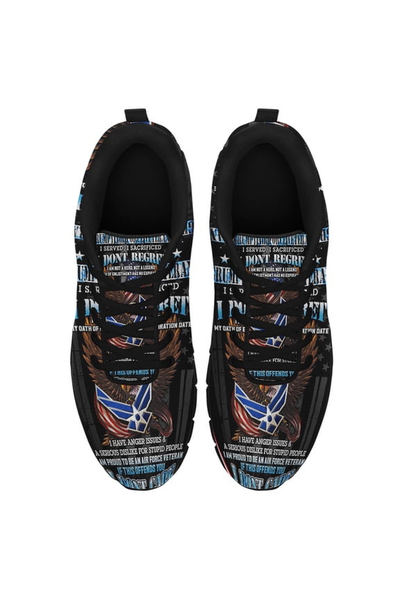 Grumpy Air Force Veteran I Served I Sacrified Running Shoes Sneakers Mesh Black Size 3.5