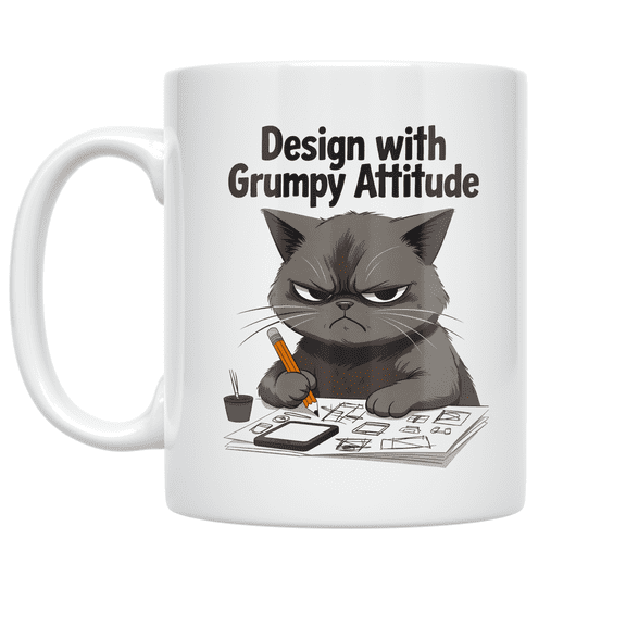 Grumpy Attitude Product Design Humor - Cat Lover - 11 oz Ceramic Coffee Mug