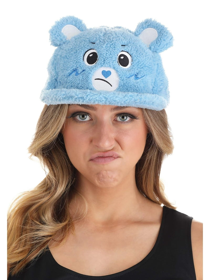Grumpy Bear Care Bears Fuzzy Cap - Standard Size, Faux Fur Baseball Hat With Embroidered Face, Officially Licensed