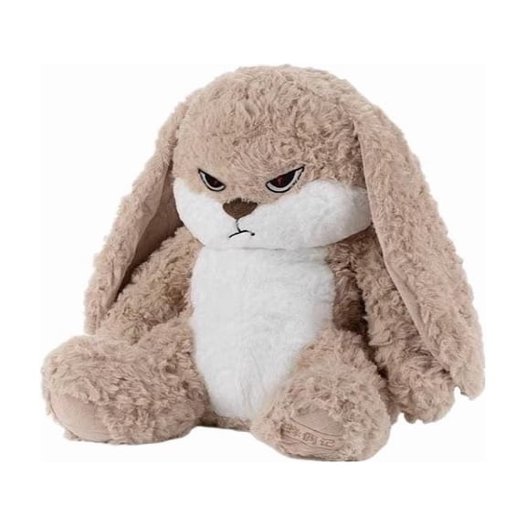 Grumpy Bunny Plush Toy, Angry Lop-eared Rabbit Stuffed Animal, Soft Moody Cuddle Buddy for Kids Adults, Perfect Stress Relief Birthday Gift