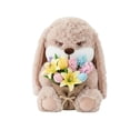 thumbnail image 1 of Grumpy Bunny Stuffed Animal with Bouquet, 11.8'' Soft Rabbit Plush with Floppy Ears, Easter Decor for Home, Ideal Birthday Gift for Kids and Adults, 1 of 6
