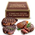 thumbnail image 1 of Grumpy Butcher 4 Beef Steaks Set: 2 Ribeyes (12 oz), 2 Top Sirloins (6 oz), 1 of 7