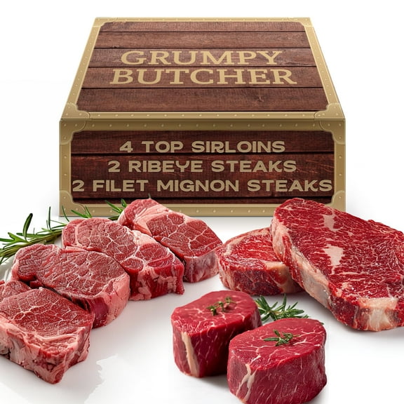 Grumpy Butcher Prime Steakhouse Beef Steak Meat, Sirloin Steaks, 6 ct ...