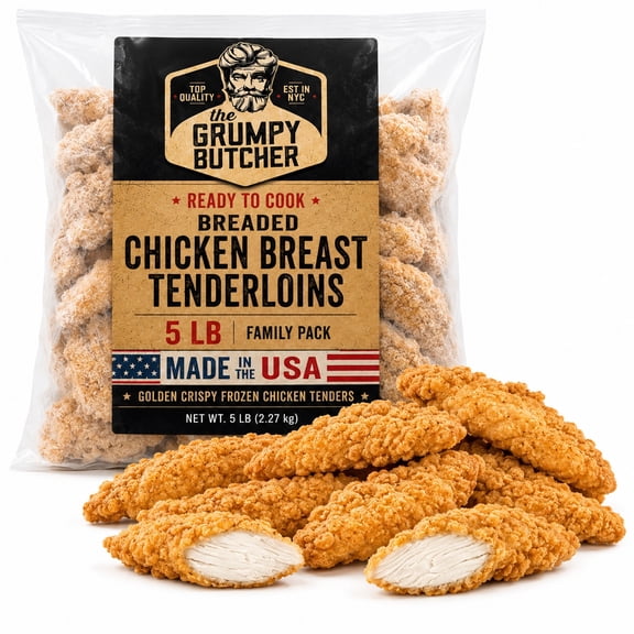 Grumpy Butcher Breaded Breast Tenders 5 lb Ready to Cook Frozen Cage-Free