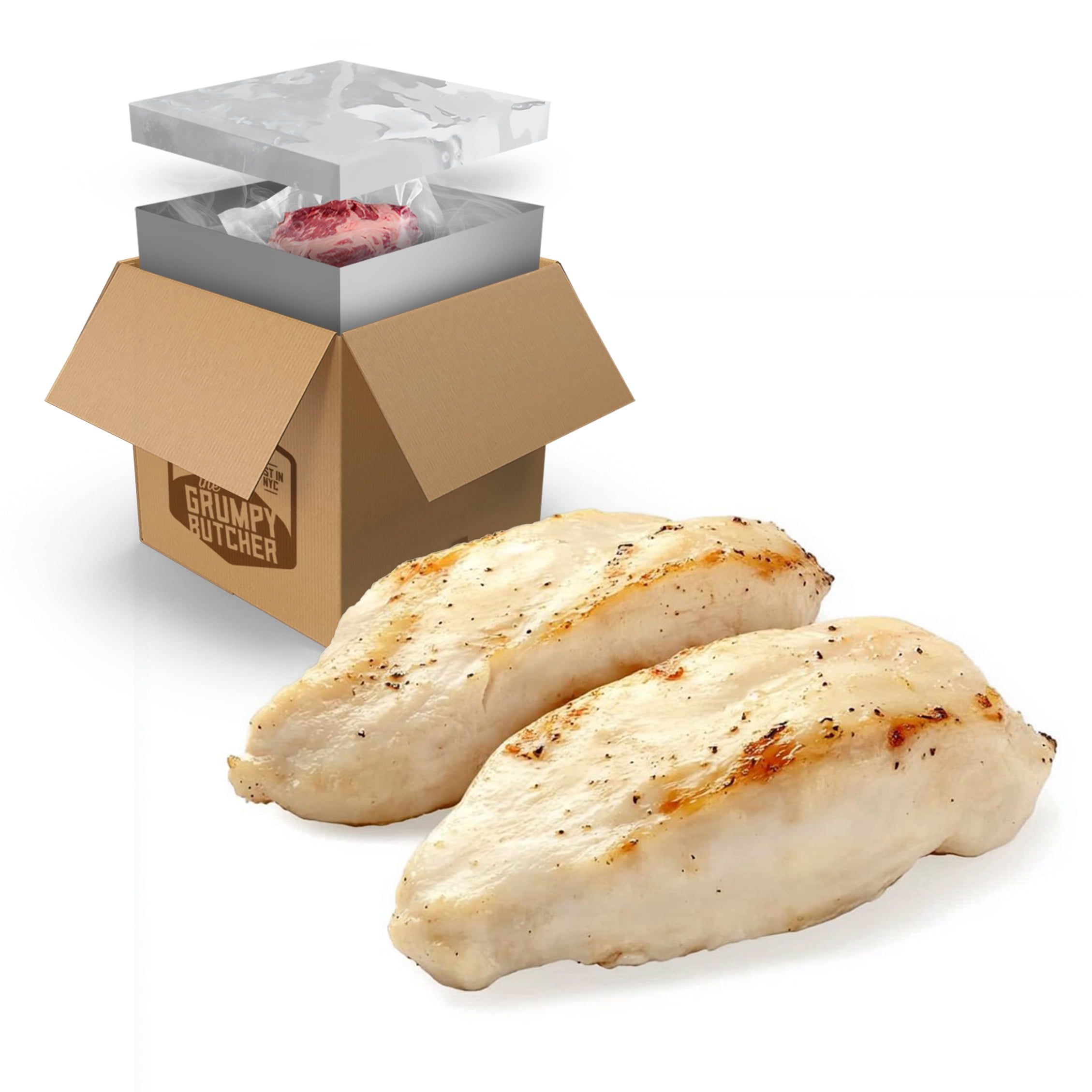 Grumpy Butcher Clean Steamed Chicken Breast 4 Ct, 4 lb (Frozen)