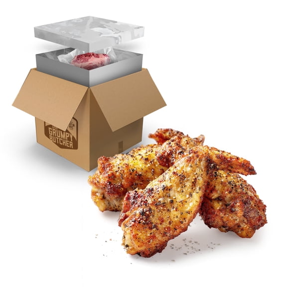 Grumpy Butcher Heritage Chicken Wings, Smoky Salt & Pepper, Fully Cooked & Microwaveable, 2 Pack (20 oz each)