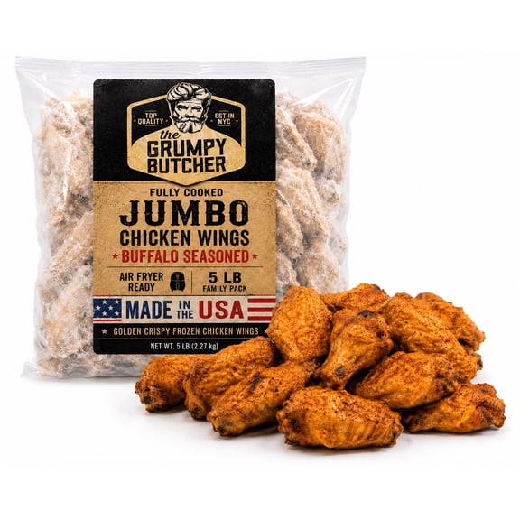Grumpy Butcher Jumbo Chicken Wings Fully Cooked, 5 lb (Frozen)
