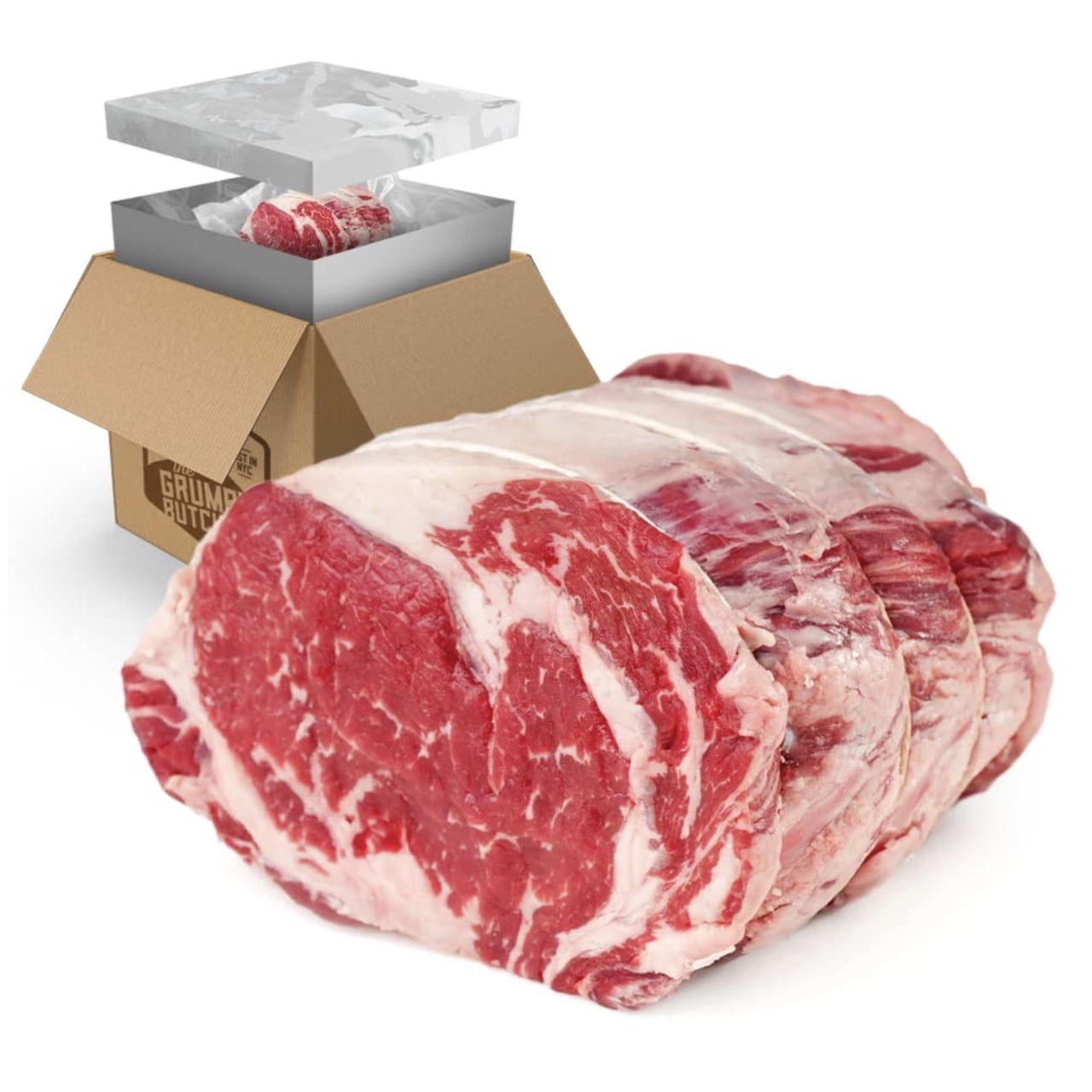 Grumpy Butcher Whole Ribeye Steak Slab (5 lbs, Pack of 1), Boneless