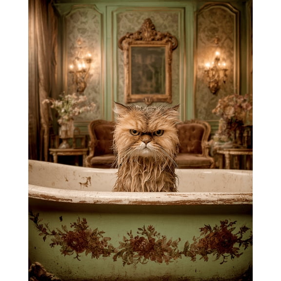 Grumpy Cat Bath Art Print - 8"x10" Artwork