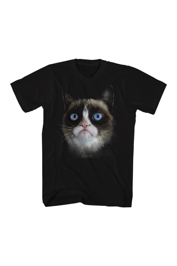 Grumpy Cat Big Grumpy Face Black Funny Unisex Adult T-Shirt Tee