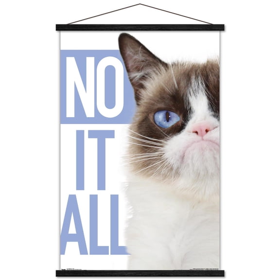 Grumpy Cat - Blue Wall Poster with Wooden Magnetic Frame, 22.375" x 34"