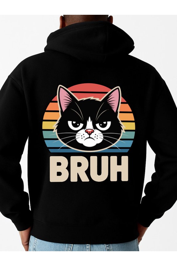 Grumpy Cat Bruh graphic hoodies men machine washable black For Winter Casual Daily Wear christian Unique Design Unisex Shirt Crewneck tshirts