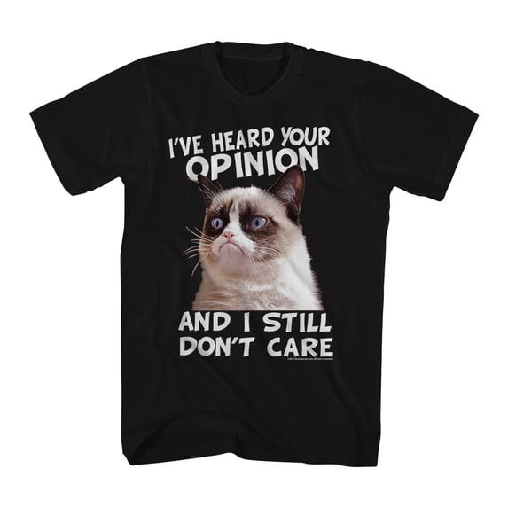Grumpy Cat Cat Opinion Funny Unisex Adult Black T-Shirt Tee