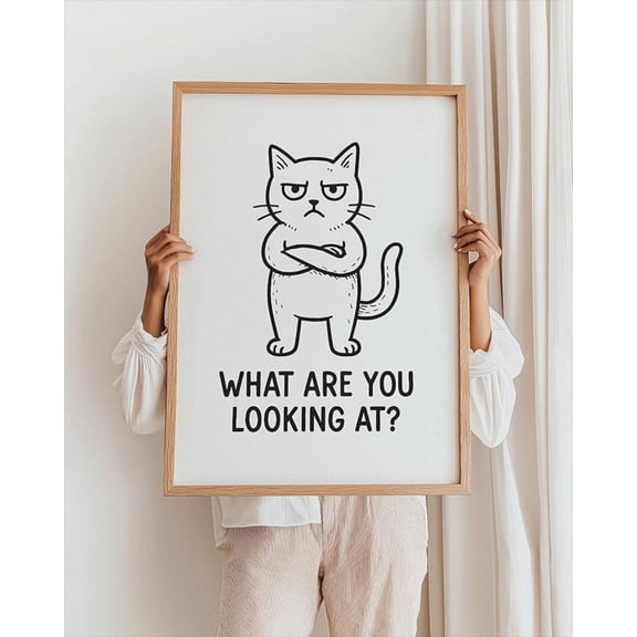 Grumpy Cat, Cat Print, Cat Kitchen Wall Art Modern Wall Decor For Living Room Bedroom Poster, Stretched Canvas Size 8x12