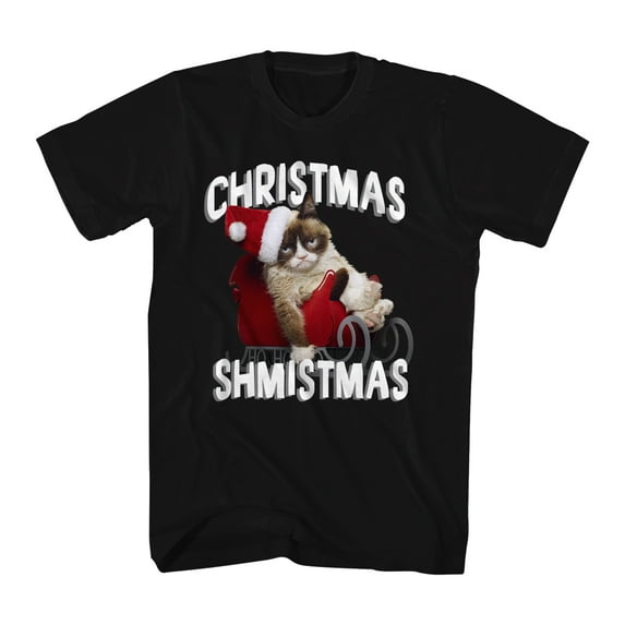Grumpy Cat Christmas Shmistmas Men Black T-Shirt NEW Size S, Male Small