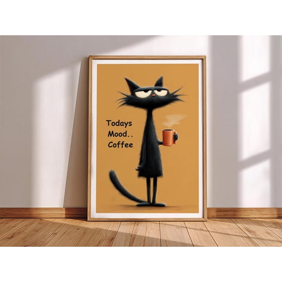 Grumpy Cat Coffee Wall Art Print, Unframed Paper Poster 8x10in