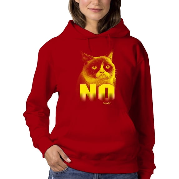 Grumpy Cat Face Art In Yellow Hoodie Women -T-Line Designs, Female Large