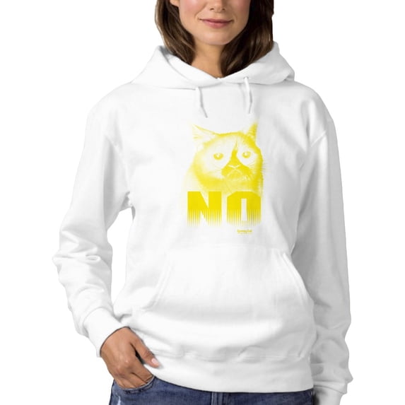 Grumpy Cat Face Art In Yellow Hoodie Women -T-Line Designs, Female XX-Large