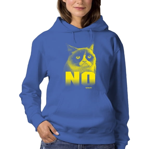 Grumpy Cat Face Art In Yellow Hoodie Women -T-Line Designs, Female x-Large
