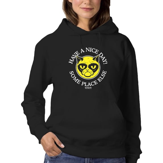 Grumpy Cat Face In Yellow Hoodie Women -T-Line Designs, Female XX-Large