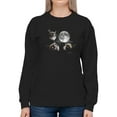 thumbnail image 1 of Grumpy Cat Faces With Full Moon Sweatshirt Women -T-Line Designs, Female Small, 1 of 4