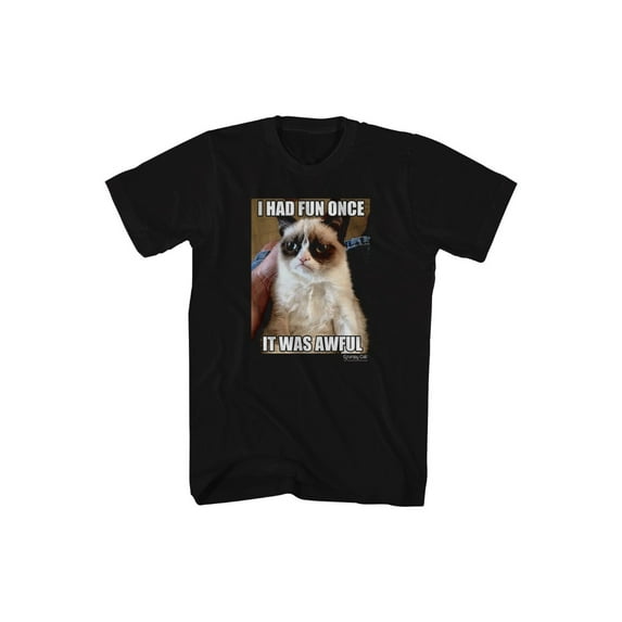 Grumpy Cat Fun Once Awful Funny Unisex Adult T-Shirt Tee