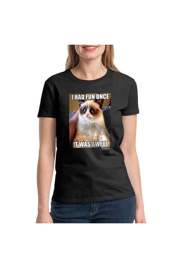 Fun Once Awful Women Black T-Shirt NEW Size S, Female Small