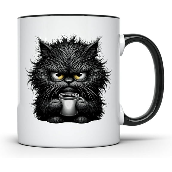 Grumpy Cat Funny Coffee Mug - Humor Sarcastic Quote Mug - Grumpy Cat Art Print - Cute Cat Lovers Mug - Morning Coffee Mug - 11 Ounce - Enjoy Your Favorite Beverage with Style - CCMUG13510