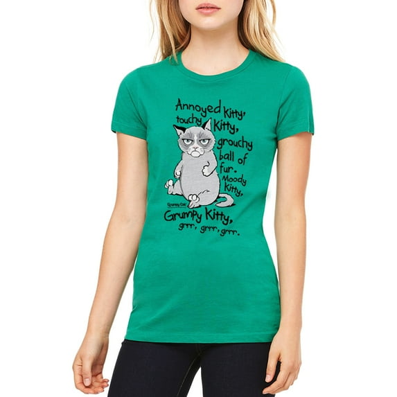 Grumpy Cat Grrr Women's Kelly Green T-shirt NEW Sizes S-2XL