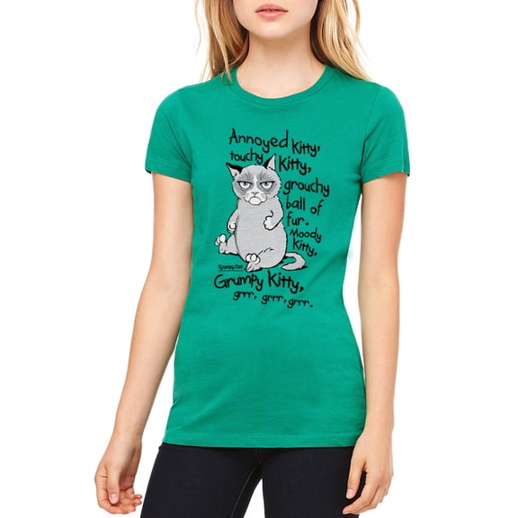 Grumpy Cat Grrr Women's Kelly Green T-shirt NEW Sizes S-2XL