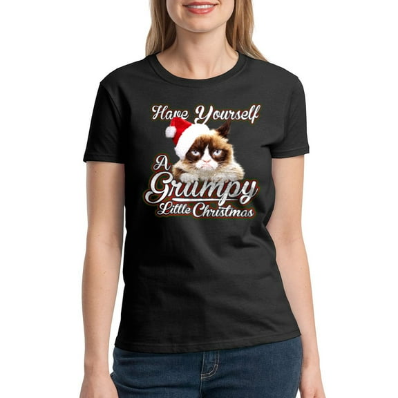 Grumpy Cat Grumpy Little Christmas Women Black T-Shirt NEW Size 2XL, Female XX-Large