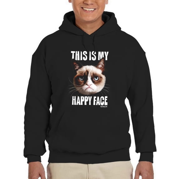 Grumpy Cat Happy Face Hoodie Men -T-Line Designs, Male Large