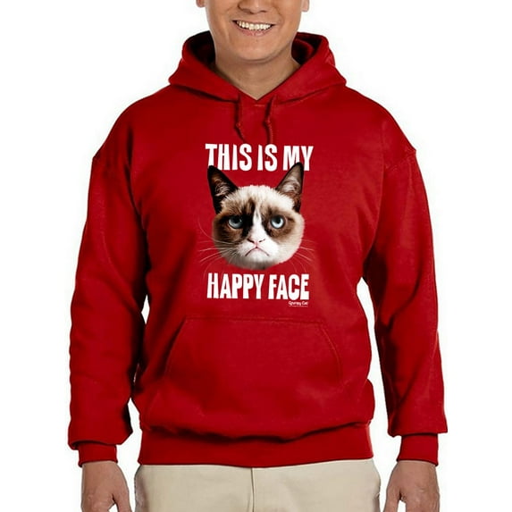 Grumpy Cat Happy Face Hoodie Men -T-Line Designs, Male Medium