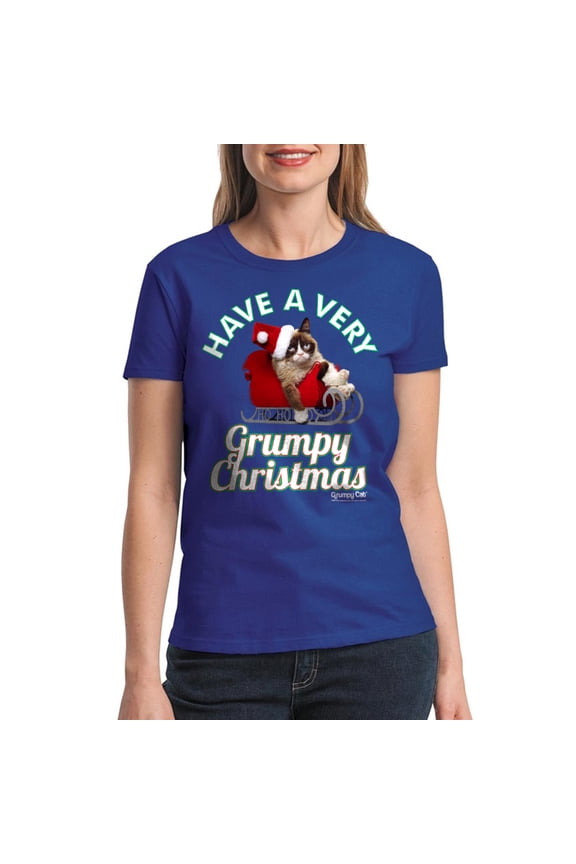 Have Grumpy Christmas Women Royal Blue T-Shirt NEW Size S, Female Small