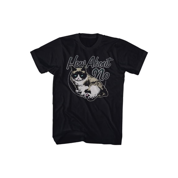 Grumpy Cat How About No Funny Unisex Adult Black T-Shirt Tee
