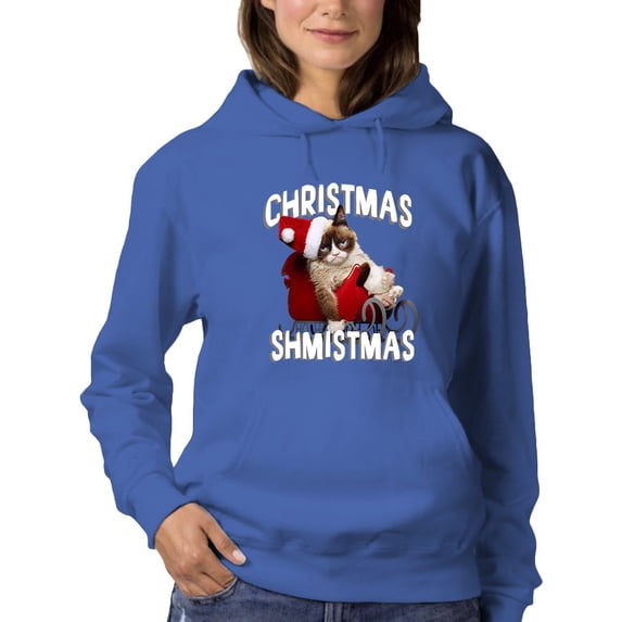 Grumpy Cat In A Sled Hoodie Women -T-Line Designs, Female Large