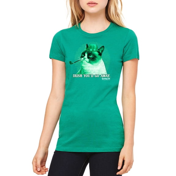 Grumpy Cat Irish Grumpy Women's Kelly Green T-shirt NEW Sizes S-2XL