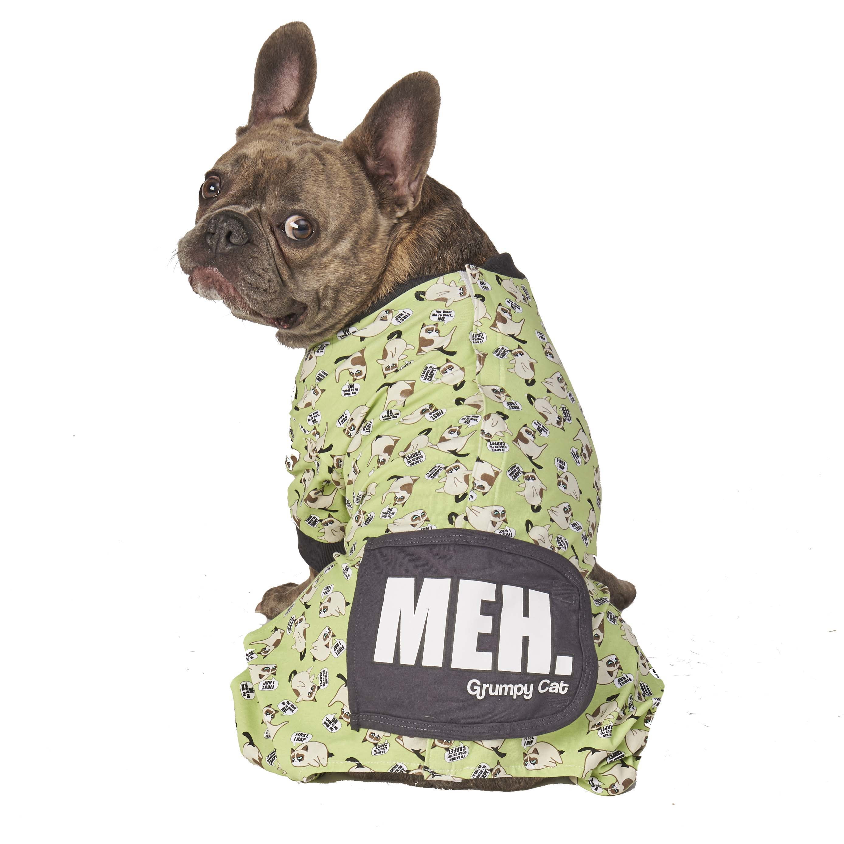 Grumpy Cat MEH. Pet Pajamas Green L