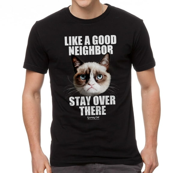 Grumpy Cat Mens Graphic Tee Black - Good Neighbor - Male Regular Fit