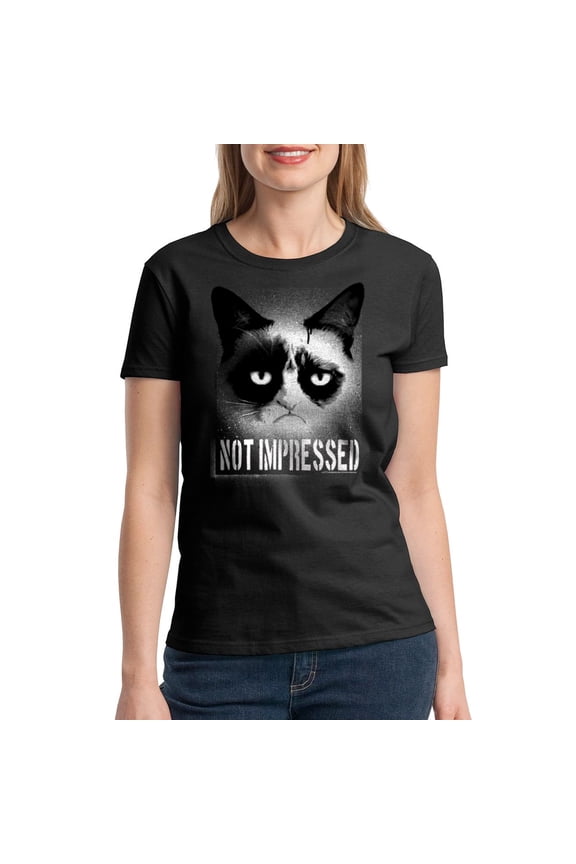 Not Impressed Women Black T-Shirt NEW Size L, Female Large