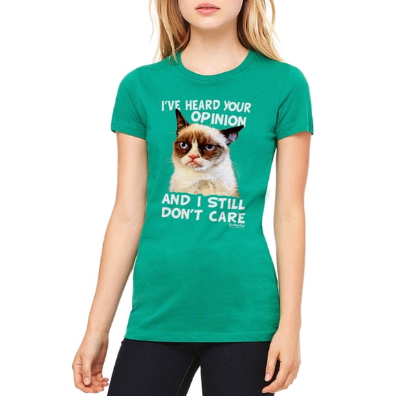 Grumpy Cat Opinion Women's Kelly Green T-shirt NEW Sizes S-2XL