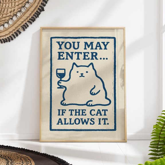 Grumpy Cat Print You May Enter Home Entry Sign Wall Art, Unframed Paper Poster 8x10in