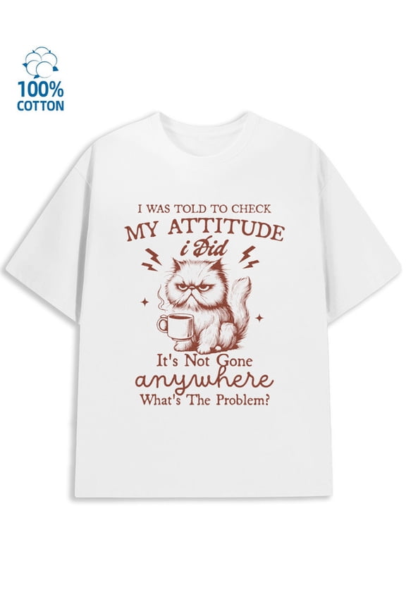 Grumpy Cat T-Shirt mens funny humor 180G 100% Cotton white vintage work Original Unisex Shirt Cotton tshirts Retro Unisex Shirt Short Sleeve tshirts Fashion Unisex Shirt Graphic Tee tshirts