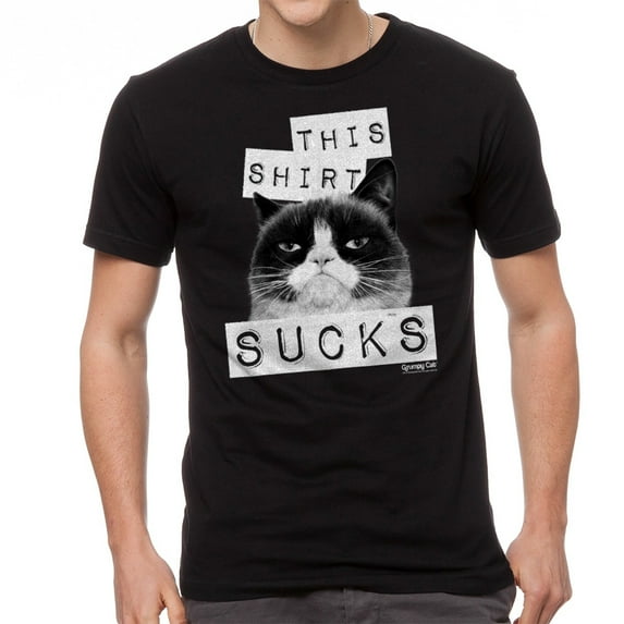 Grumpy Cat This Shirt Sucks Men Black T-Shirt NEW Size M, Male Medium