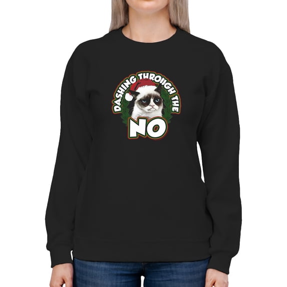 Grumpy Cat With A Wreath Sweatshirt Women -T-Line Designs, Female Medium